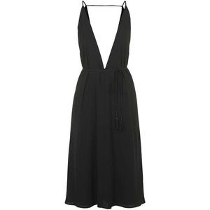 Topshop Black Plunge Neck Midi Dress